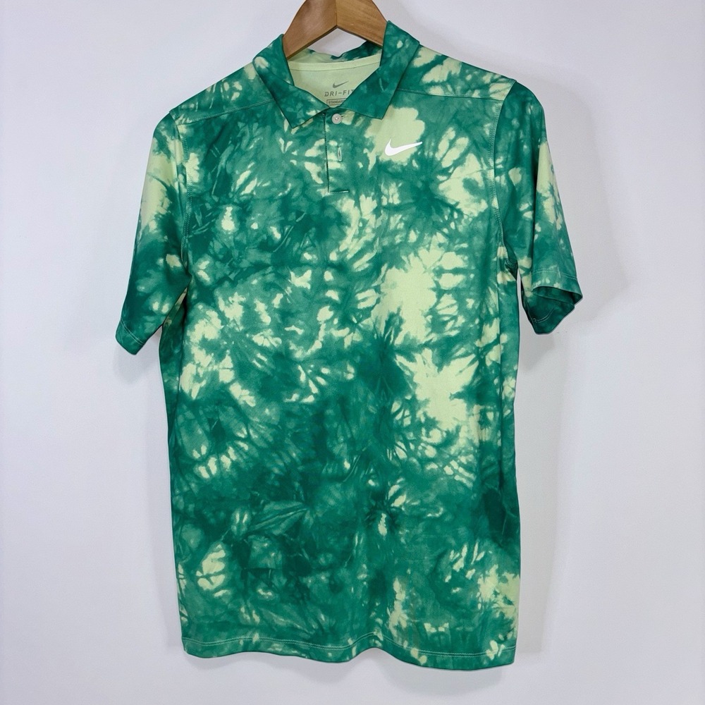 Nike Dri-FIT Green Tie Dye Golf Polo Shirt XL Athletic Performance Top